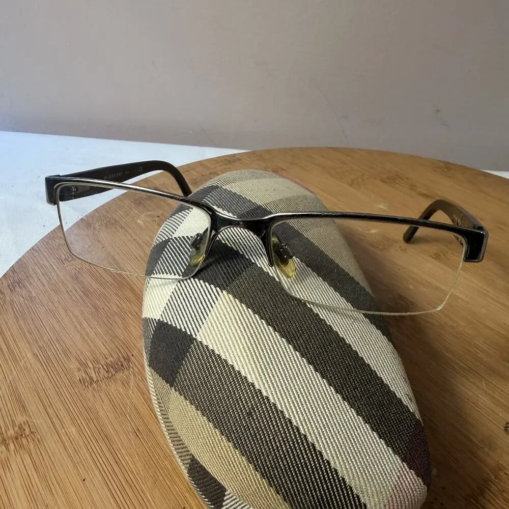 Burberry B 1156 1079 Eyeglasses Gunmetal Grey Rectangular Frames 52-17-140 Italy